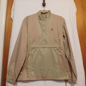 Womens Small Ferrari Beige Nylon Pullover 3/4 Zip-up Windbreaker